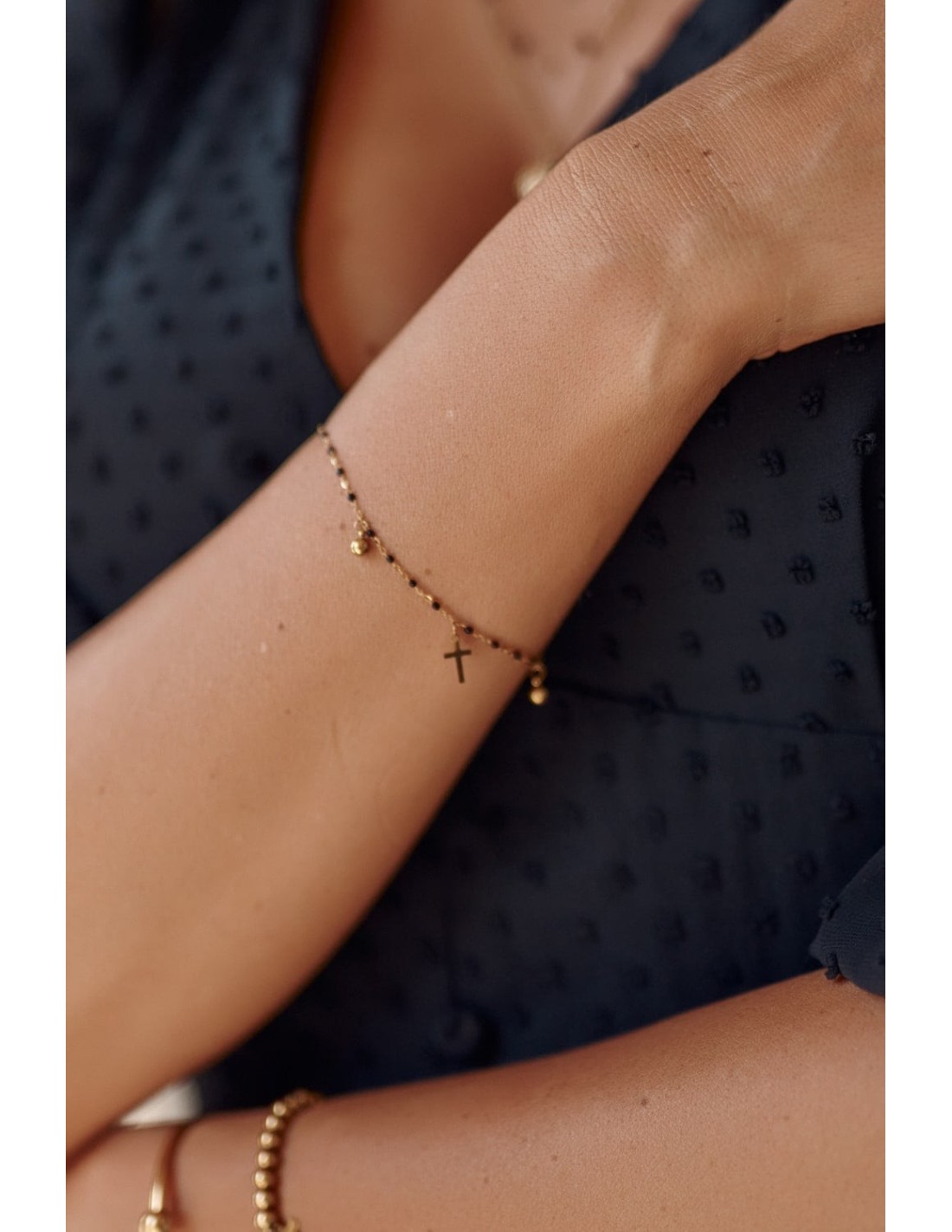 Subtle bracelet with crosses, gold surgical steel BZI034 - Online store - Boutique